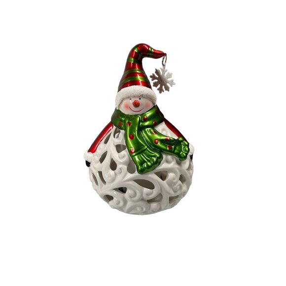 QVC Home Reflections Christmas Snowman Luminary Frameless Candle W/Box - Picture 7 of 13